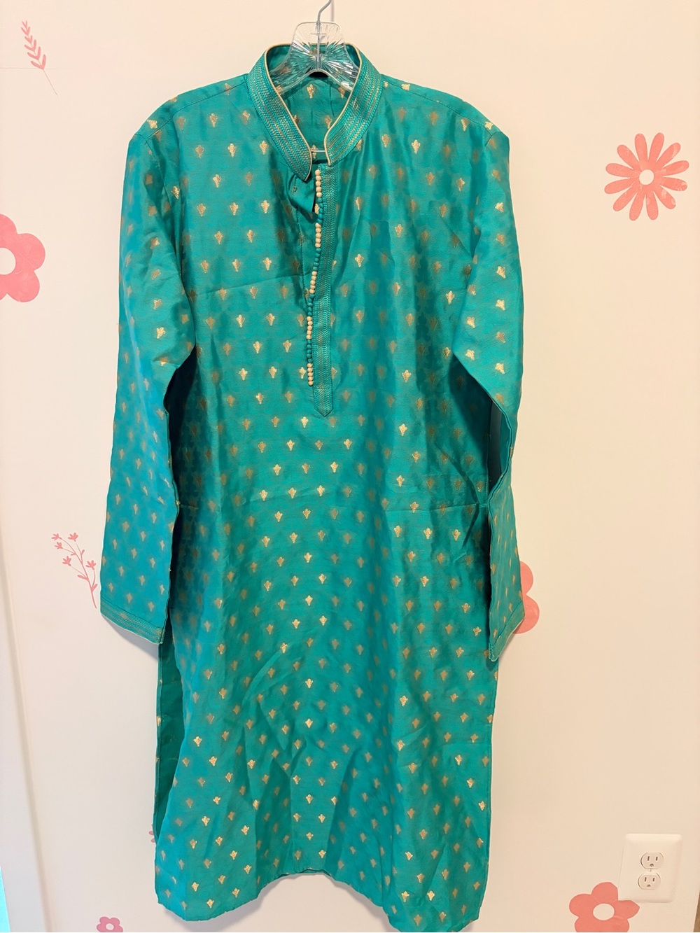 Men’s Teal Green Embroidered Kurta